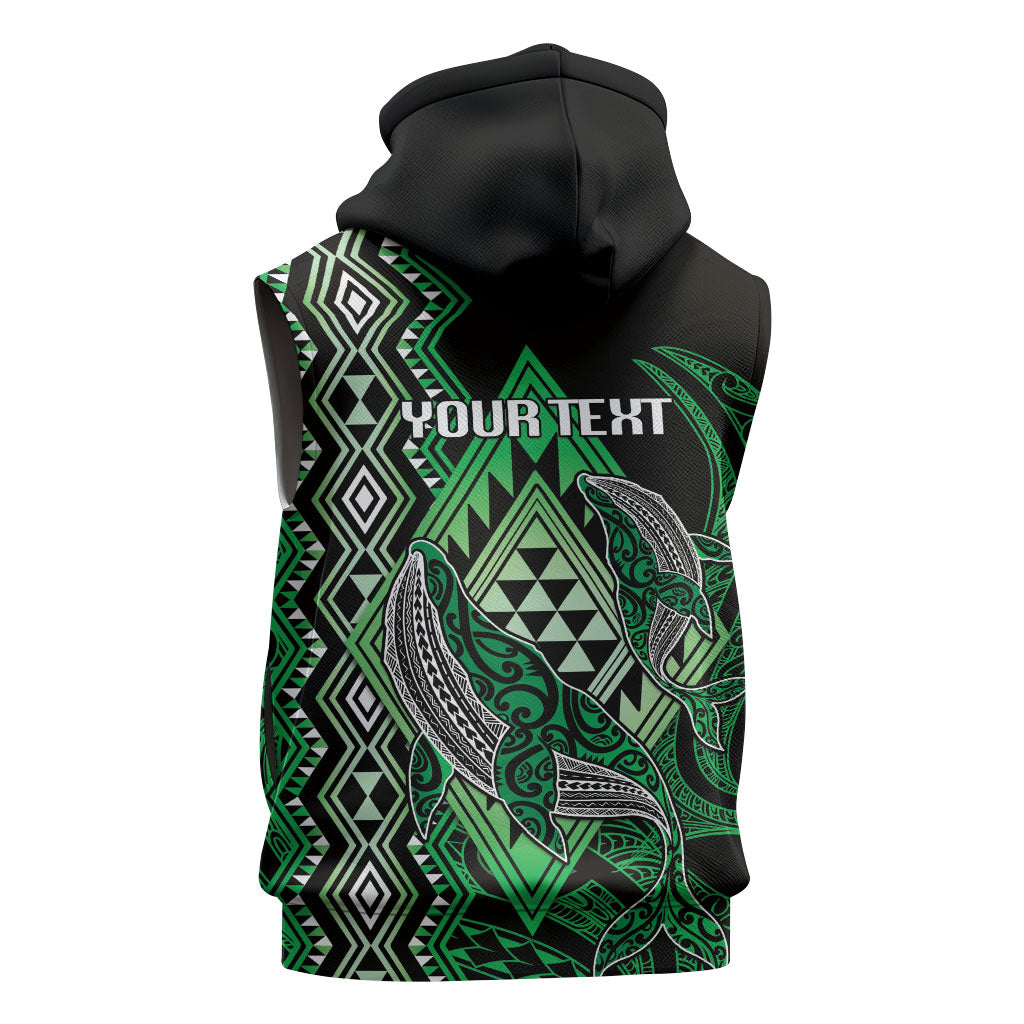 Aotearoa Iwi Ngai Tahu Personalised Sleeveless Hoodie NZ Maori Humpback Whale Taniko Motifs LT14 - Polynesian Pride