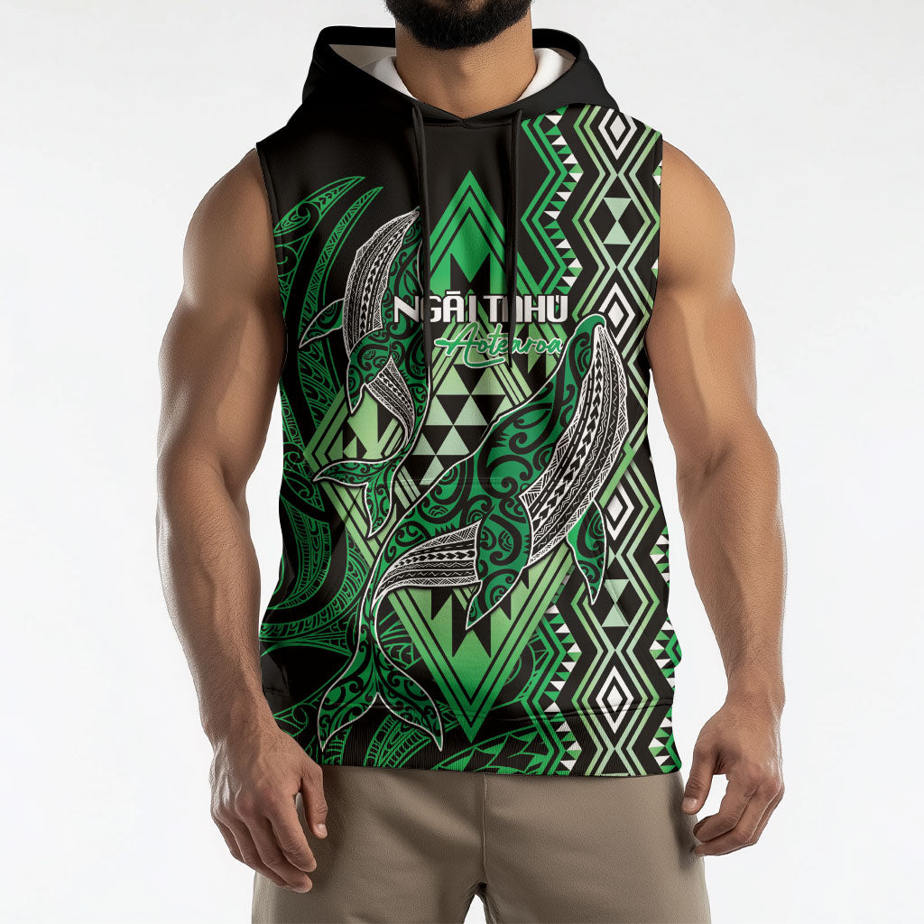 Aotearoa Iwi Ngai Tahu Personalised Sleeveless Hoodie NZ Maori Humpback Whale Taniko Motifs LT14 - Polynesian Pride