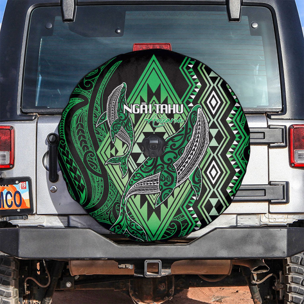 Aotearoa Iwi Ngai Tahu Spare Tire Cover NZ Maori Humpback Whale Taniko Motifs LT14 Green - Polynesian Pride