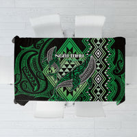 Aotearoa Iwi Ngai Tahu Tablecloth NZ Maori Humpback Whale Taniko Motifs LT14 Green - Polynesian Pride