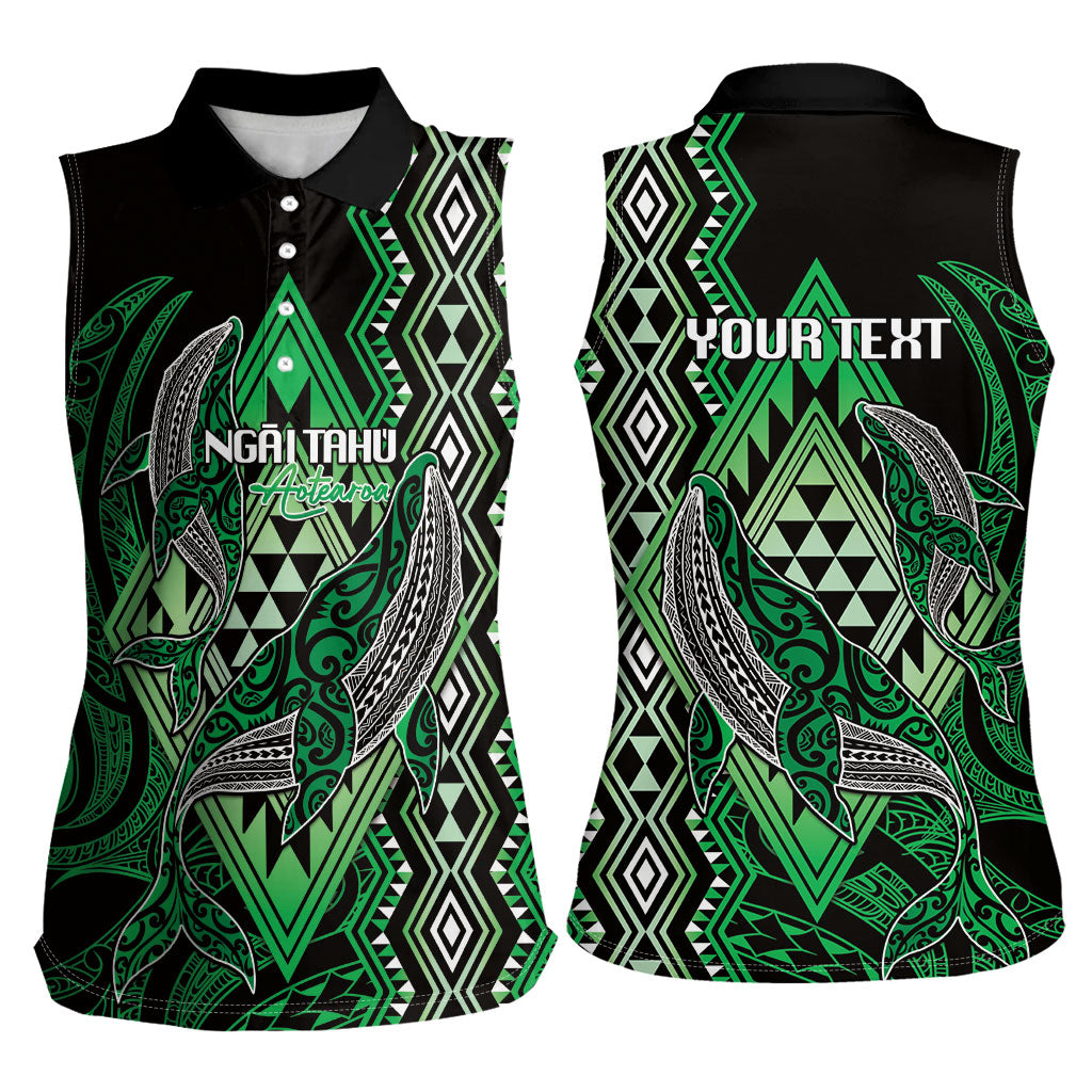 Aotearoa Iwi Ngai Tahu Personalised Women Sleeveless Polo Shirt NZ Maori Humpback Whale Taniko Motifs LT14 - Polynesian Pride