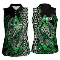 Aotearoa Iwi Ngai Tahu Personalised Women Sleeveless Polo Shirt NZ Maori Humpback Whale Taniko Motifs LT14 - Polynesian Pride