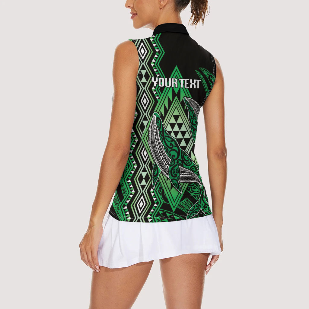 Aotearoa Iwi Ngai Tahu Personalised Women Sleeveless Polo Shirt NZ Maori Humpback Whale Taniko Motifs LT14 - Polynesian Pride