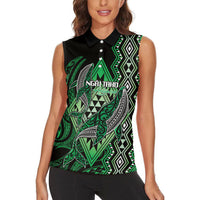 Aotearoa Iwi Ngai Tahu Personalised Women Sleeveless Polo Shirt NZ Maori Humpback Whale Taniko Motifs LT14 - Polynesian Pride