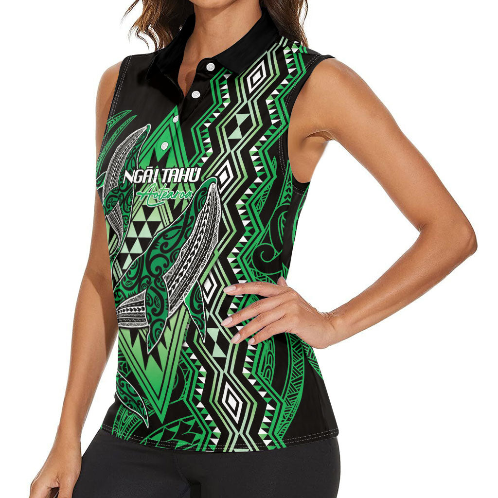 Aotearoa Iwi Ngai Tahu Personalised Women Sleeveless Polo Shirt NZ Maori Humpback Whale Taniko Motifs LT14 - Polynesian Pride