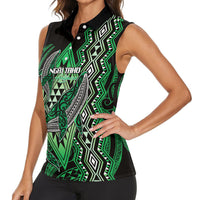 Aotearoa Iwi Ngai Tahu Personalised Women Sleeveless Polo Shirt NZ Maori Humpback Whale Taniko Motifs LT14 - Polynesian Pride