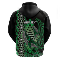 Aotearoa Iwi Ngai Tahu Personalised Zip Hoodie NZ Maori Humpback Whale Taniko Motifs LT14 - Polynesian Pride