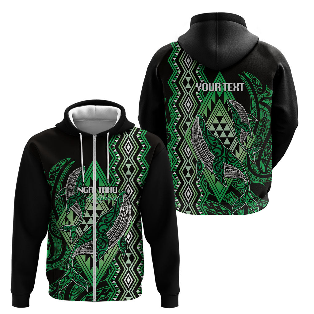 Aotearoa Iwi Ngai Tahu Personalised Zip Hoodie NZ Maori Humpback Whale Taniko Motifs LT14 - Polynesian Pride