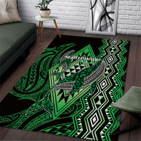 Aotearoa Iwi Ngati Pikiao Area Rug NZ Maori Humpback Whale Taniko Motifs LT14 Green - Polynesian Pride