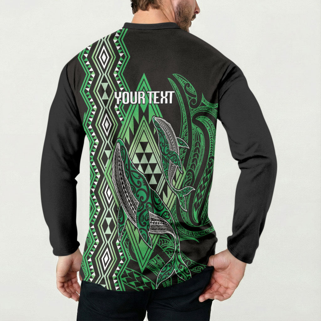 Aotearoa Iwi Ngati Pikiao Personalised Button Sweatshirt NZ Maori Humpback Whale Taniko Motifs LT14 - Polynesian Pride