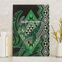 Aotearoa Iwi Ngati Pikiao Canvas Wall Art NZ Maori Humpback Whale Taniko Motifs LT14 Without Frame Green - Polynesian Pride