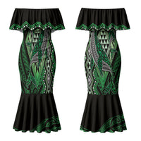 Aotearoa Iwi Ngati Pikiao Personalised Couples Matching Mermaid Dress and Long Sleeve Button Shirt NZ Maori Humpback Whale Taniko Motifs LT14 - Polynesian Pride