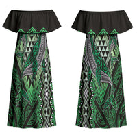 Aotearoa Iwi Ngati Pikiao Personalised Couples Matching Off Shoulder Maxi Dress and Hawaiian Shirt NZ Maori Humpback Whale Taniko Motifs LT14 - Polynesian Pride
