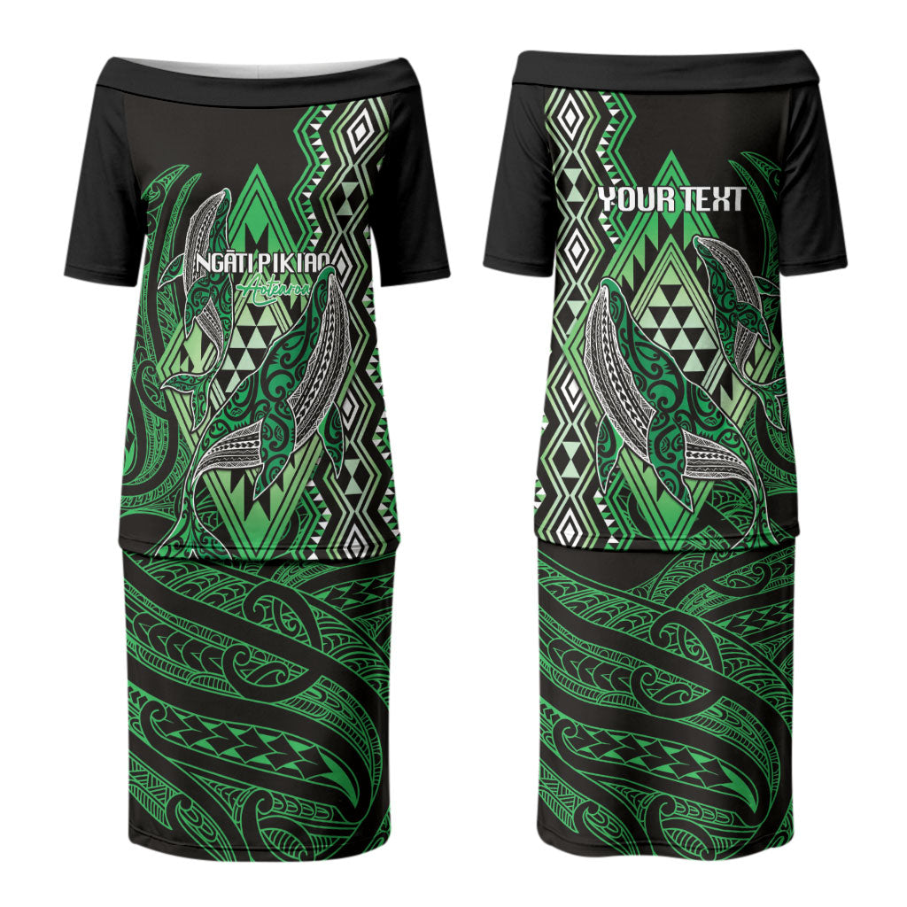 Aotearoa Iwi Ngati Pikiao Personalised Couples Matching Puletasi and Hawaiian Shirt NZ Maori Humpback Whale Taniko Motifs LT14 - Polynesian Pride