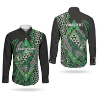 Aotearoa Iwi Ngati Pikiao Personalised Couples Matching Summer Maxi Dress and Long Sleeve Button Shirt NZ Maori Humpback Whale Taniko Motifs LT14 - Polynesian Pride