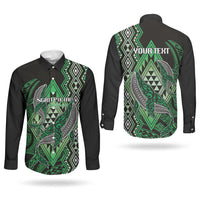 Aotearoa Iwi Ngati Pikiao Personalised Couples Matching Tank Maxi Dress and Long Sleeve Button Shirt NZ Maori Humpback Whale Taniko Motifs LT14 - Polynesian Pride