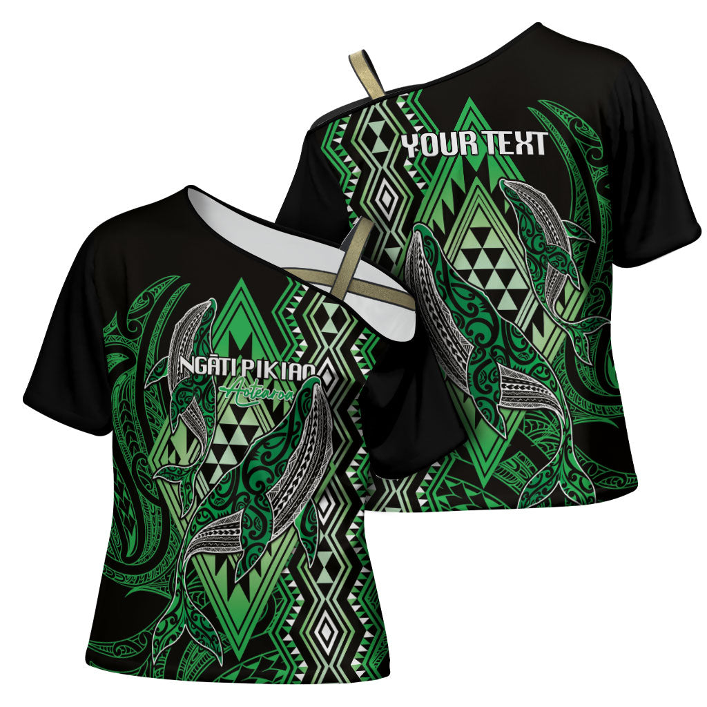 Aotearoa Iwi Ngati Pikiao Personalised Cross Shoulder Shirt NZ Maori Humpback Whale Taniko Motifs LT14 - Polynesian Pride