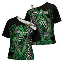 Aotearoa Iwi Ngati Pikiao Personalised Cross Shoulder Shirt NZ Maori Humpback Whale Taniko Motifs LT14 - Polynesian Pride