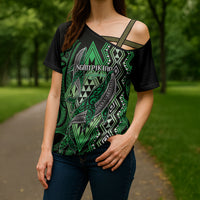 Aotearoa Iwi Ngati Pikiao Personalised Cross Shoulder Shirt NZ Maori Humpback Whale Taniko Motifs LT14 - Polynesian Pride
