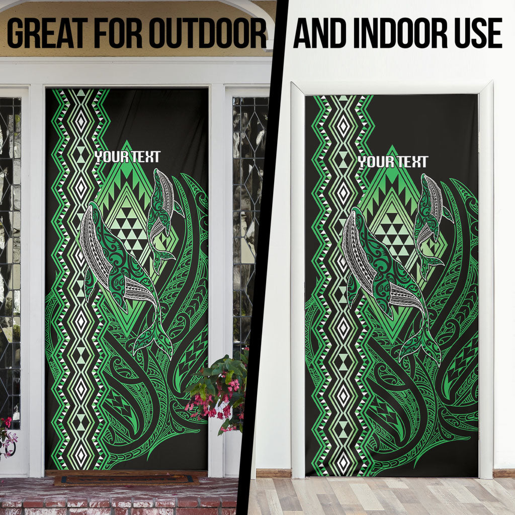 Aotearoa Iwi Ngati Pikiao Personalised Door Cover NZ Maori Humpback Whale Taniko Motifs LT14 - Polynesian Pride