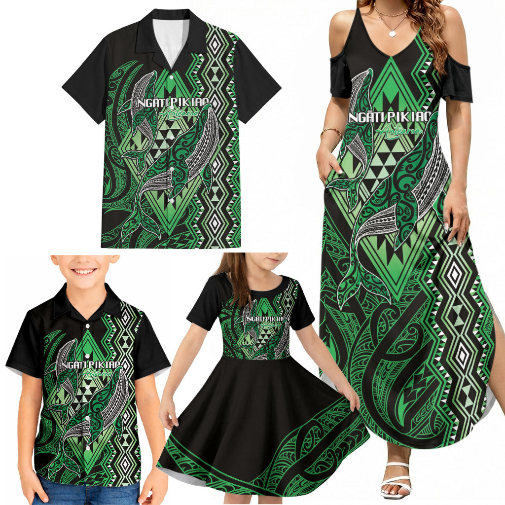 Aotearoa Iwi Ngati Pikiao Personalised Family Matching Summer Maxi Dress and Hawaiian Shirt NZ Maori Humpback Whale Taniko Motifs LT14 - Polynesian Pride