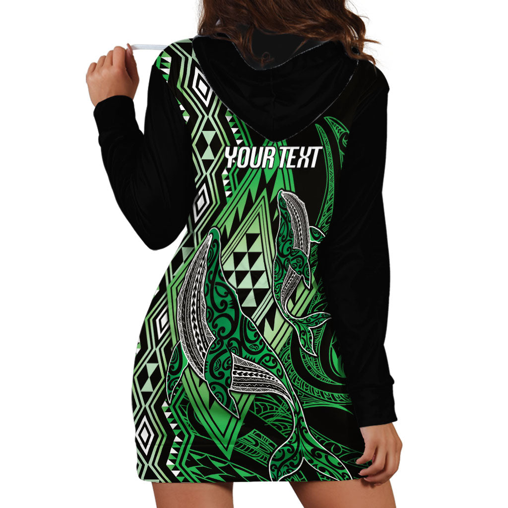 Aotearoa Iwi Ngati Pikiao Personalised Hoodie Dress NZ Maori Humpback Whale Taniko Motifs LT14 - Polynesian Pride
