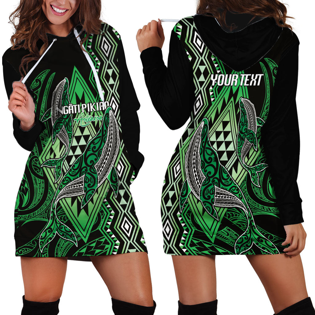 Aotearoa Iwi Ngati Pikiao Personalised Hoodie Dress NZ Maori Humpback Whale Taniko Motifs LT14 - Polynesian Pride