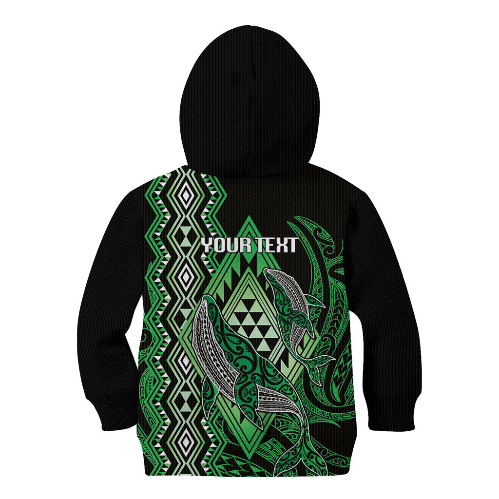Aotearoa Iwi Ngati Pikiao Personalised Kid Hoodie NZ Maori Humpback Whale Taniko Motifs LT14 - Polynesian Pride