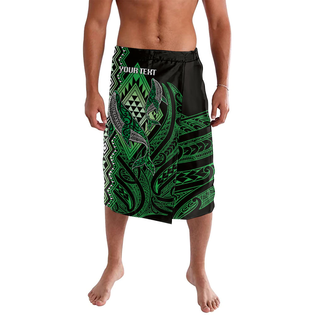 Aotearoa Iwi Ngati Pikiao Personalised Lavalava NZ Maori Humpback Whale Taniko Motifs LT14 Green - Polynesian Pride