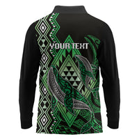 Aotearoa Iwi Ngati Pikiao Personalised Long Sleeve Polo Shirt NZ Maori Humpback Whale Taniko Motifs LT14 - Polynesian Pride