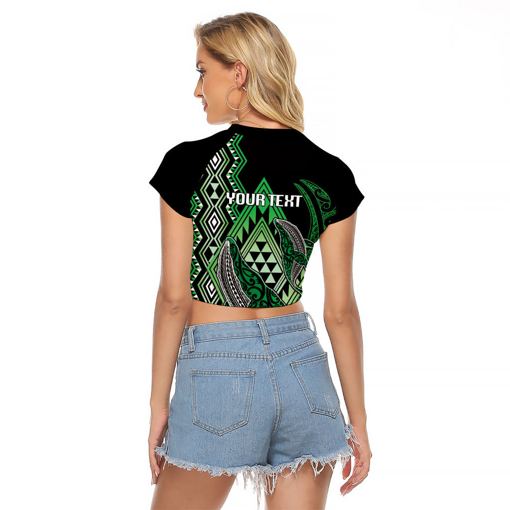 Aotearoa Iwi Ngati Pikiao Personalised Raglan Cropped T Shirt NZ Maori Humpback Whale Taniko Motifs LT14 - Polynesian Pride