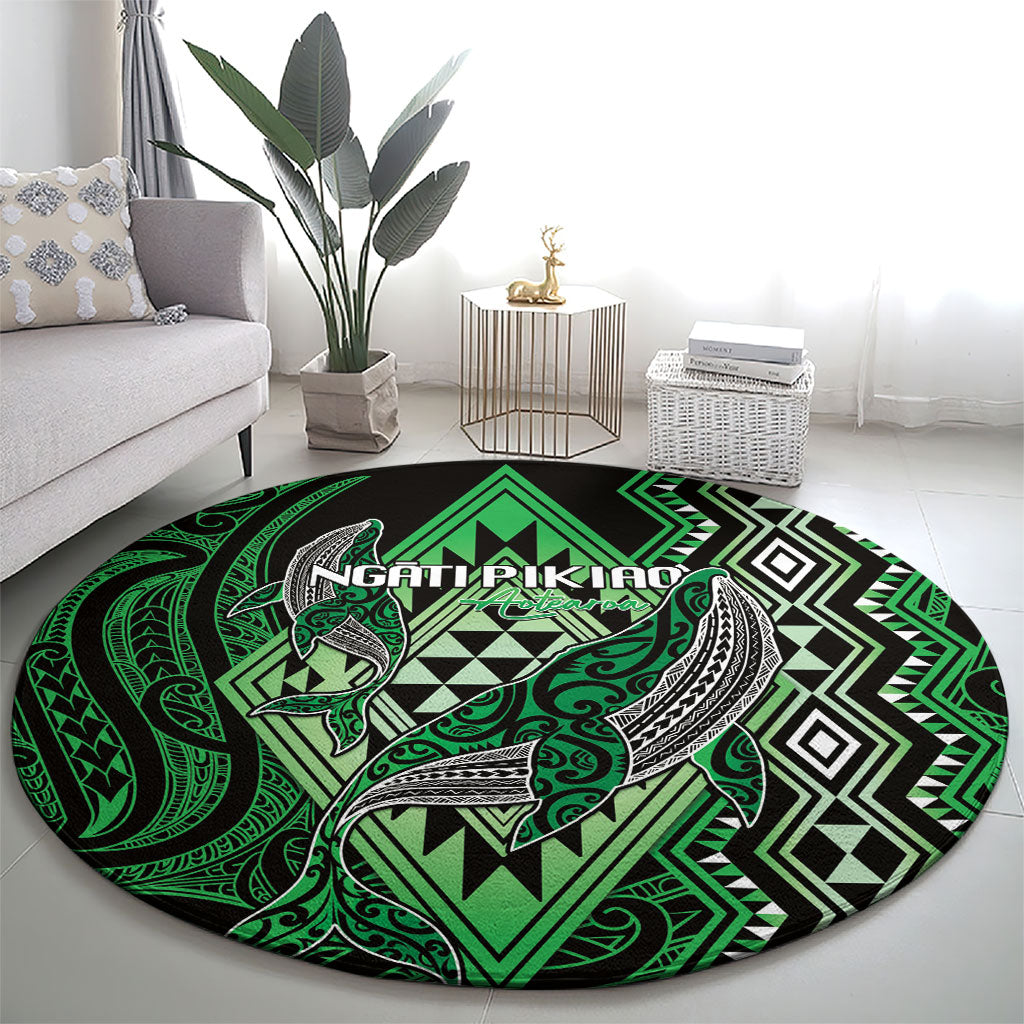 Aotearoa Iwi Ngati Pikiao Round Carpet NZ Maori Humpback Whale Taniko Motifs LT14 - Polynesian Pride
