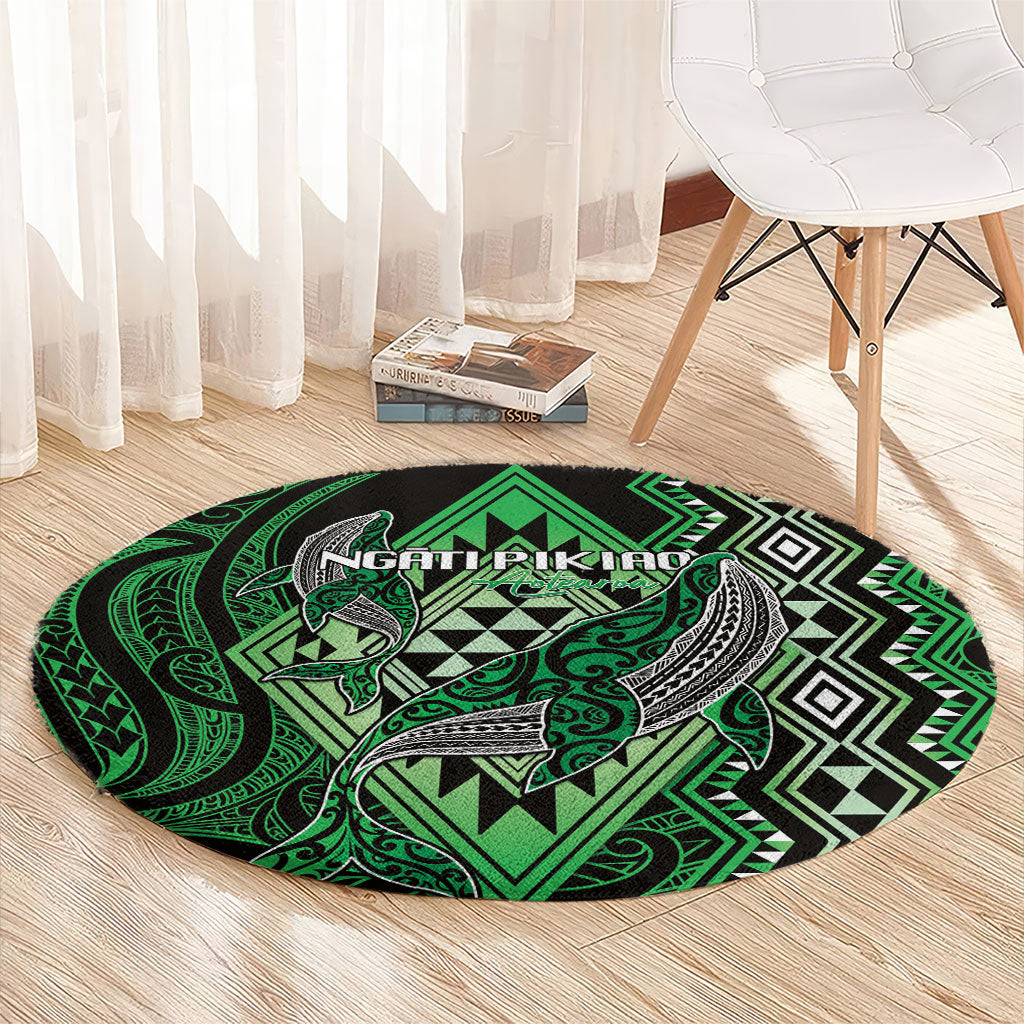 Aotearoa Iwi Ngati Pikiao Round Carpet NZ Maori Humpback Whale Taniko Motifs LT14 - Polynesian Pride