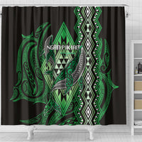 Aotearoa Iwi Ngati Pikiao Shower Curtain NZ Maori Humpback Whale Taniko Motifs LT14 - Polynesian Pride