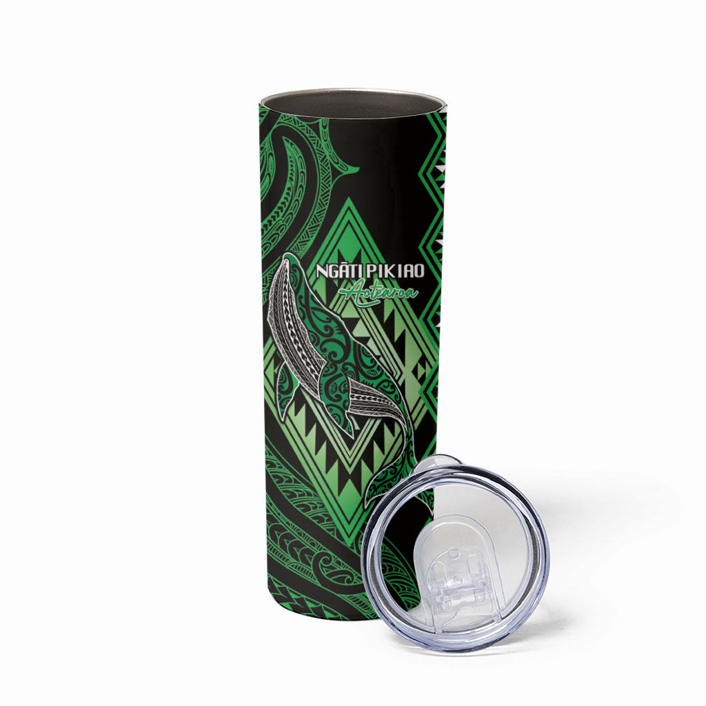Aotearoa Iwi Ngati Pikiao Personalised Skinny Tumbler NZ Maori Humpback Whale Taniko Motifs LT14 - Polynesian Pride