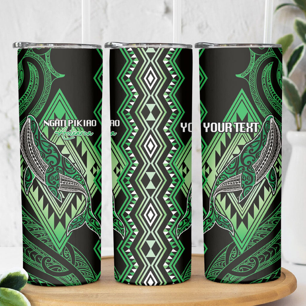 Aotearoa Iwi Ngati Pikiao Personalised Skinny Tumbler NZ Maori Humpback Whale Taniko Motifs LT14 - Polynesian Pride