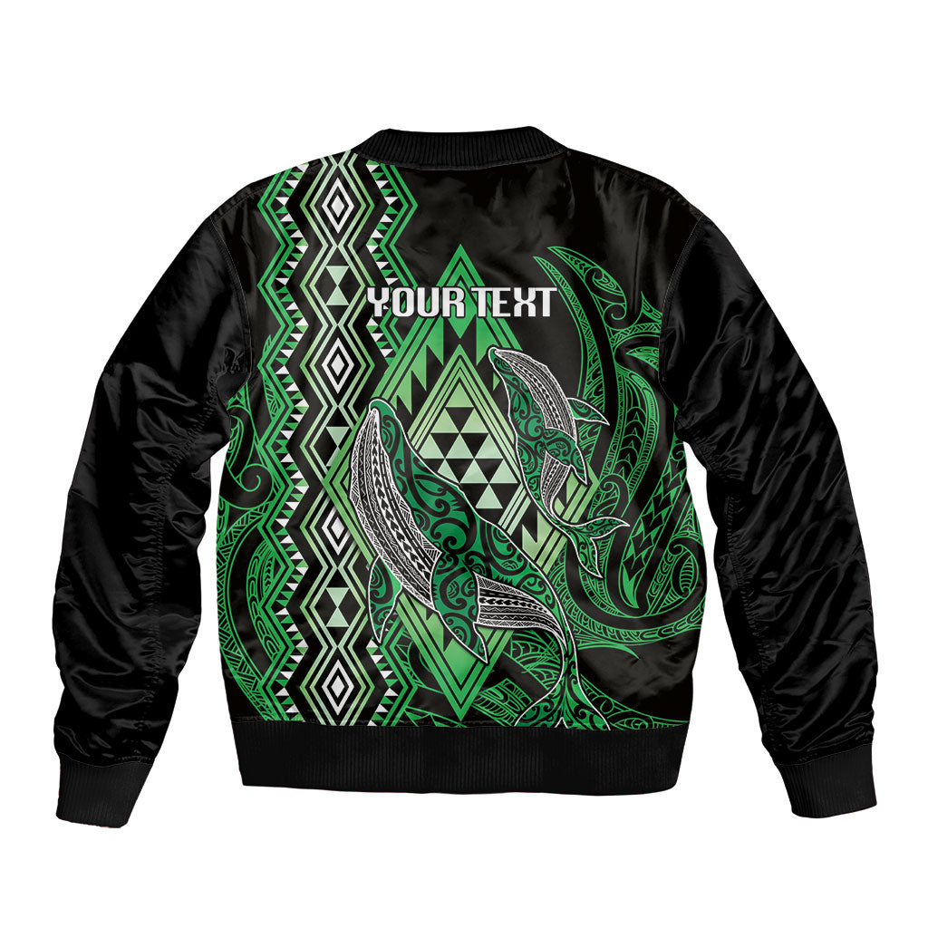 Aotearoa Iwi Ngati Pikiao Personalised Sleeve Zip Bomber Jacket NZ Maori Humpback Whale Taniko Motifs LT14 - Polynesian Pride
