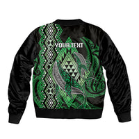 Aotearoa Iwi Ngati Pikiao Personalised Sleeve Zip Bomber Jacket NZ Maori Humpback Whale Taniko Motifs LT14 - Polynesian Pride