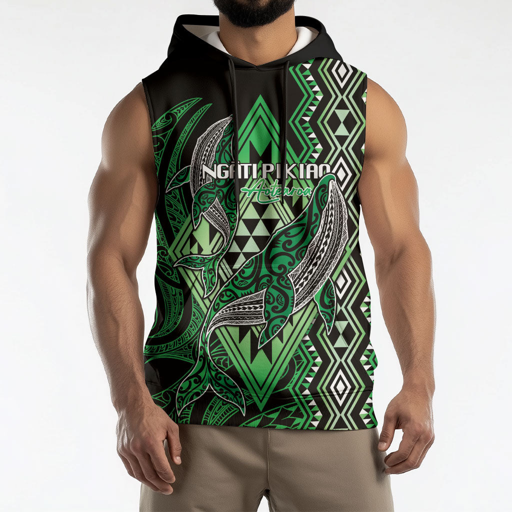 Aotearoa Iwi Ngati Pikiao Personalised Sleeveless Hoodie NZ Maori Humpback Whale Taniko Motifs LT14 - Polynesian Pride