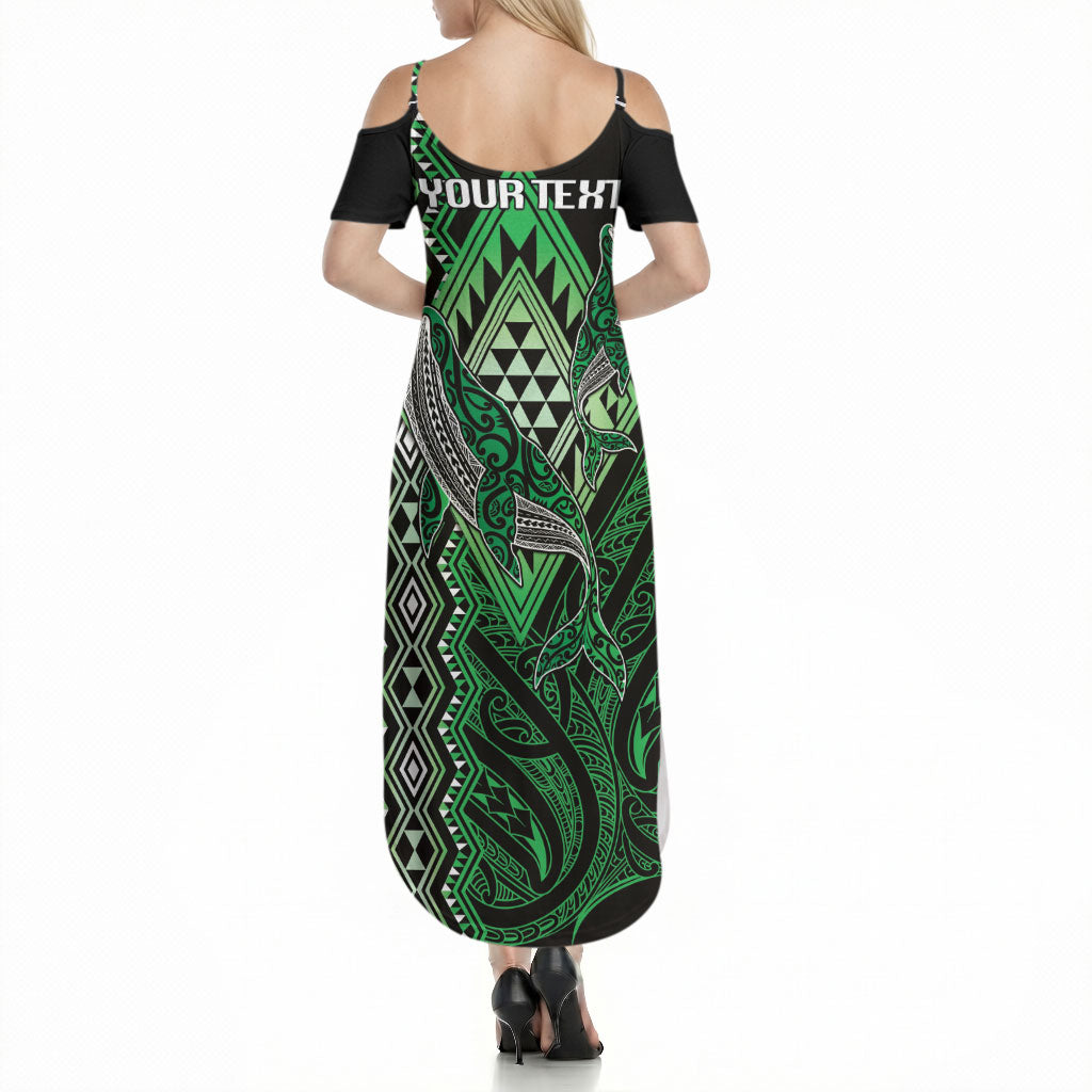 Aotearoa Iwi Ngati Pikiao Personalised Summer Maxi Dress NZ Maori Humpback Whale Taniko Motifs LT14 - Polynesian Pride
