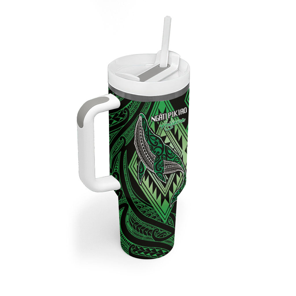 Aotearoa Iwi Ngati Pikiao Personalised Tumbler With Handle NZ Maori Humpback Whale Taniko Motifs LT14 - Polynesian Pride