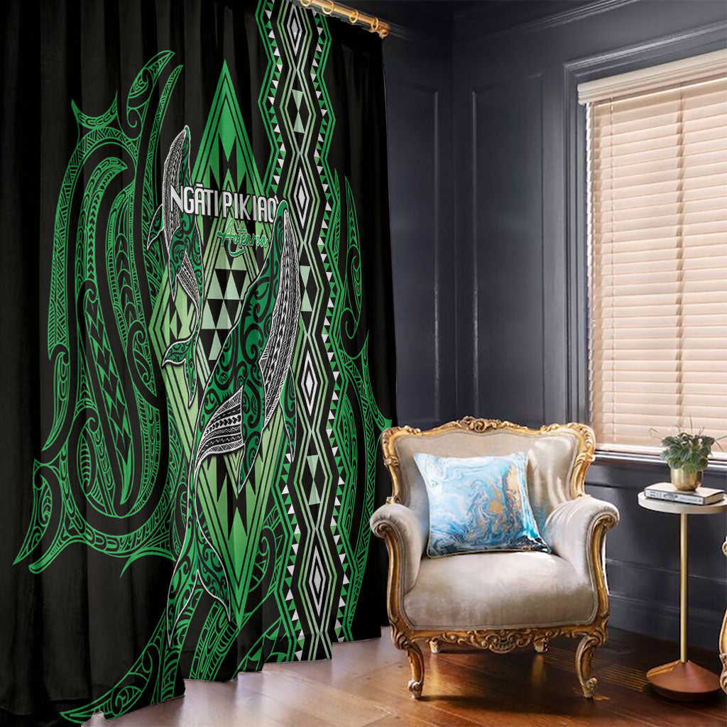 Aotearoa Iwi Ngati Pikiao Window Curtain NZ Maori Humpback Whale Taniko Motifs LT14 - Polynesian Pride
