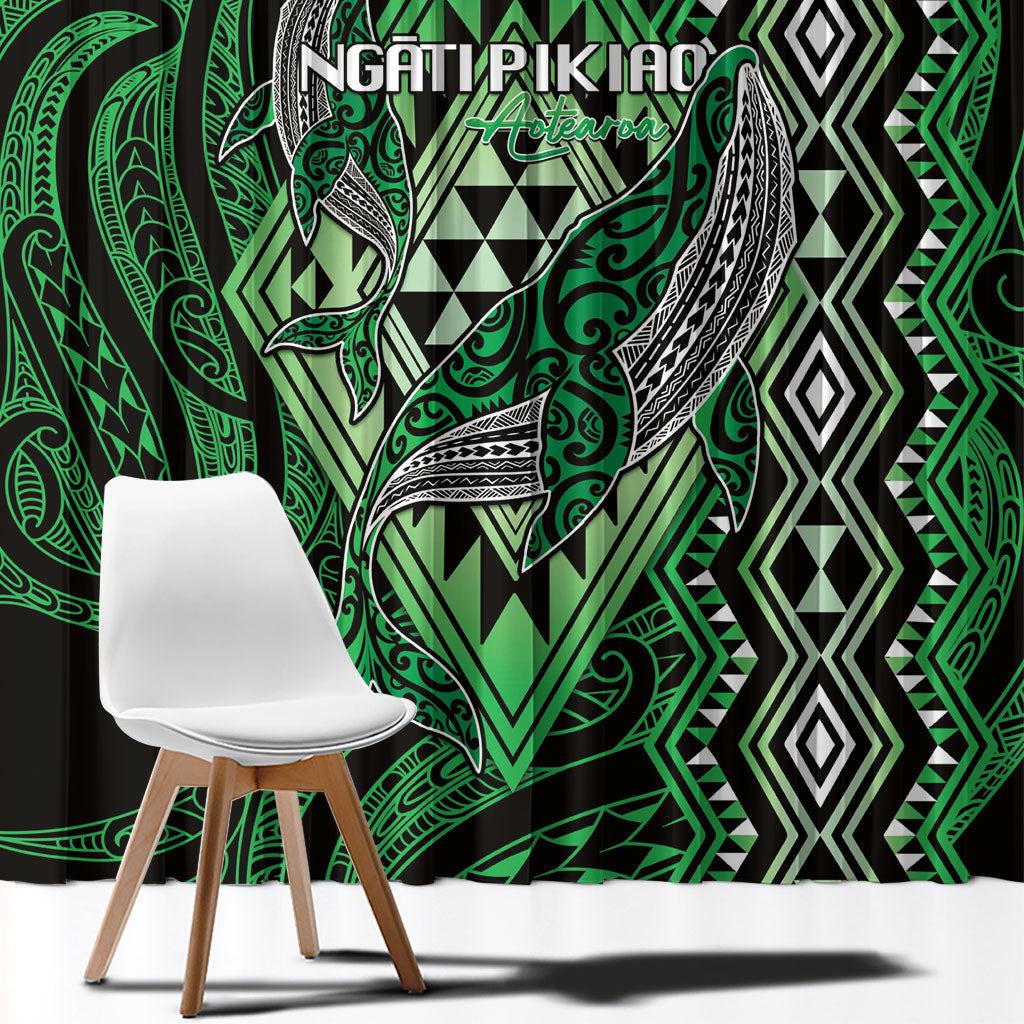 Aotearoa Iwi Ngati Pikiao Window Curtain NZ Maori Humpback Whale Taniko Motifs LT14 - Polynesian Pride