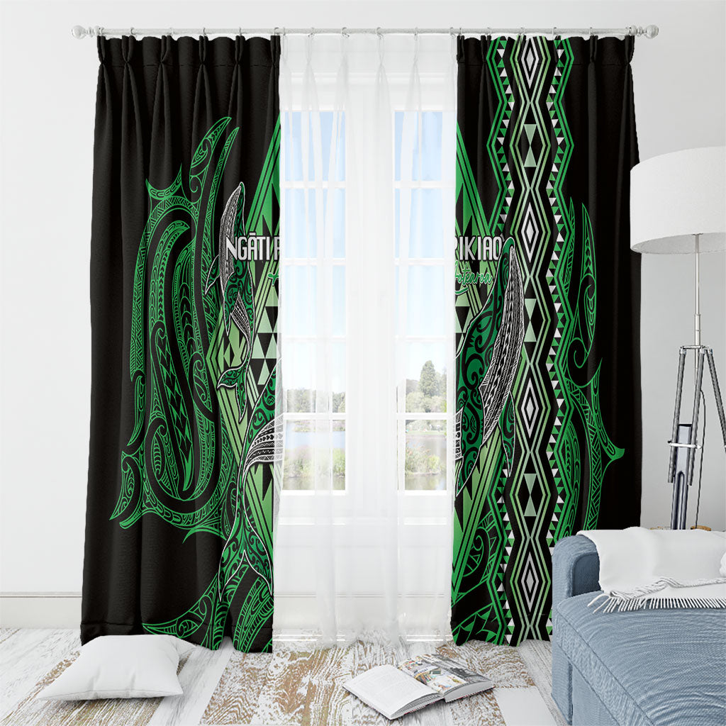 Aotearoa Iwi Ngati Pikiao Window Curtain NZ Maori Humpback Whale Taniko Motifs LT14 - Polynesian Pride
