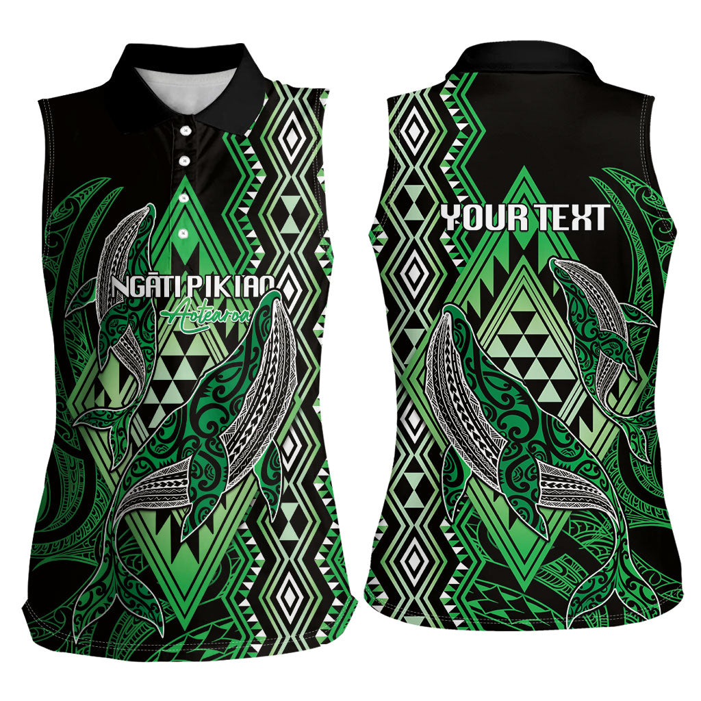Aotearoa Iwi Ngati Pikiao Personalised Women Sleeveless Polo Shirt NZ Maori Humpback Whale Taniko Motifs LT14 - Polynesian Pride