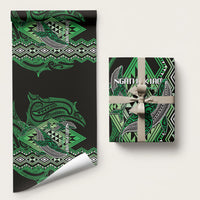 Aotearoa Iwi Ngati Pikiao Wrapping Paper NZ Maori Humpback Whale Taniko Motifs LT14 58" × 23" Green - Polynesian Pride