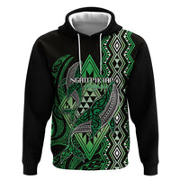 Aotearoa Iwi Ngati Pikiao Personalised Zip Hoodie NZ Maori Humpback Whale Taniko Motifs LT14 Pullover Hoodie Green - Polynesian Pride
