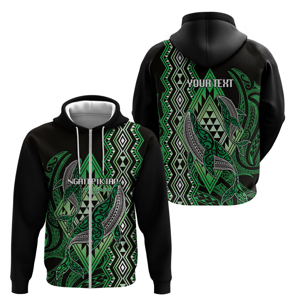 Aotearoa Iwi Ngati Pikiao Personalised Zip Hoodie NZ Maori Humpback Whale Taniko Motifs LT14 - Polynesian Pride