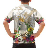 New Zealand Cacatua Galerita Family Matching Off Shoulder Maxi Dress and Hawaiian Shirt Aotearoa Cockatoo Tropical Flowers LT14 - Polynesian Pride
