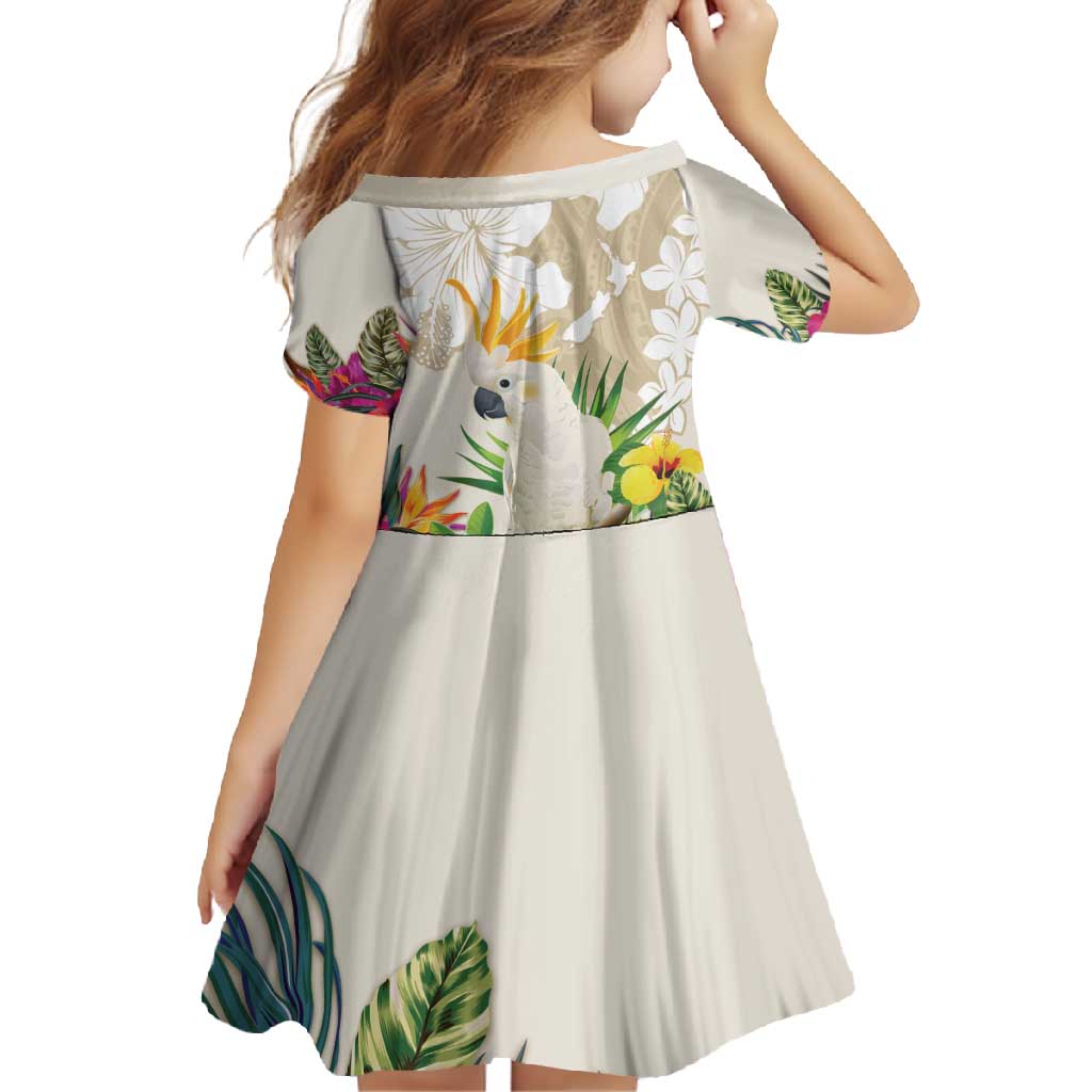 New Zealand Cacatua Galerita Family Matching Off Shoulder Maxi Dress and Hawaiian Shirt Aotearoa Cockatoo Tropical Flowers LT14 - Polynesian Pride